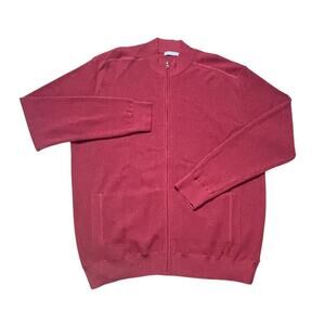 MFH Knits Pure Baby Alpaca Full Zip Lightweight Jacket Peru Red Size XL Men